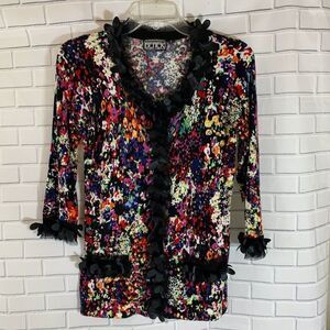 Berek Floral Print Daisy Trim Cardigan‎
